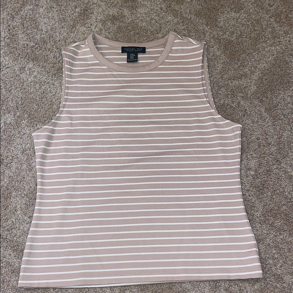 Nicole Miller Cream Sleeveless Fitted Tank Top